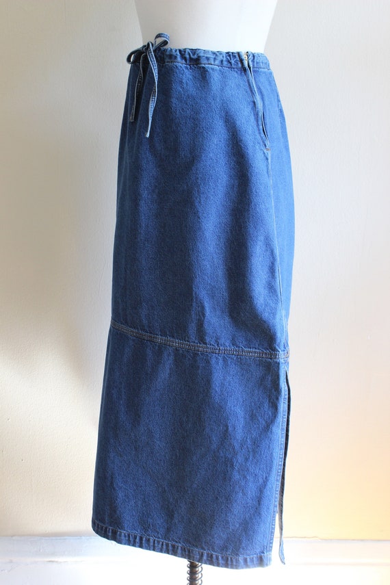 Vintage 1990s Drawstring Waist Denim Cargo Skirt - image 7