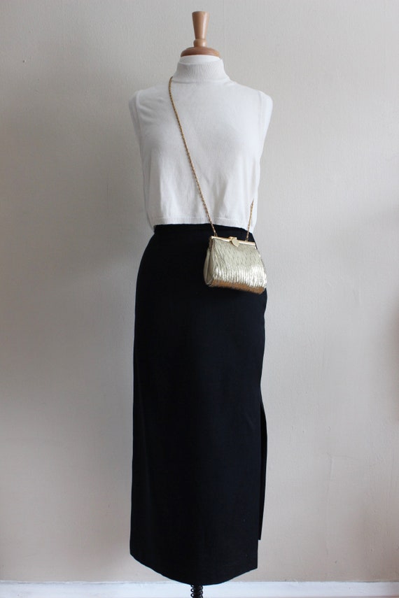 Vintage 100% Wool Black Long Skirt - image 4