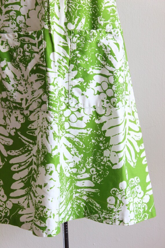 Vintage Lime Green Fern Print A-Line Mod Dress - image 3