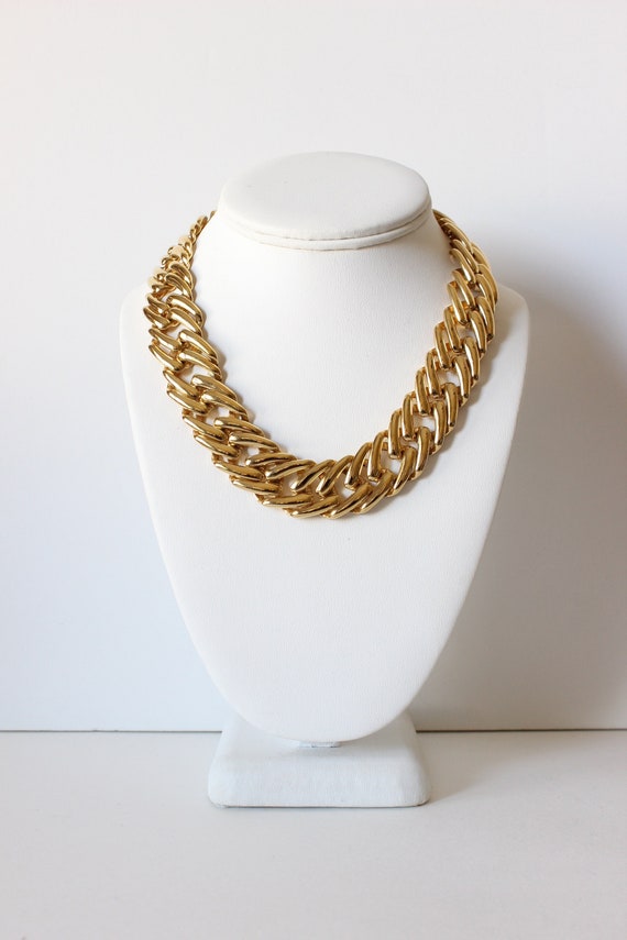 Vintage Monet Chunky Gold Tone Link Necklace