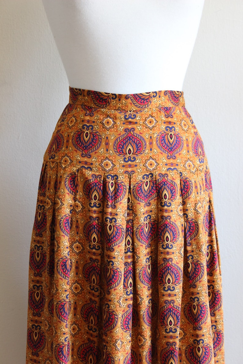 Vintage Liz Claiborne Rust Orange Printed Midi Skirt