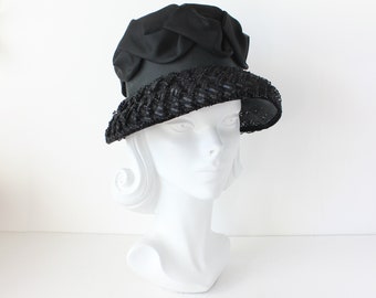 Vintage Black Pleated Organza Bucket Hat