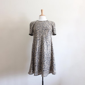 Vintage Black & Tan Floral Sequined Mini Dress