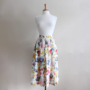 Vintage Geiger Watercolor Floral Midi Skirt