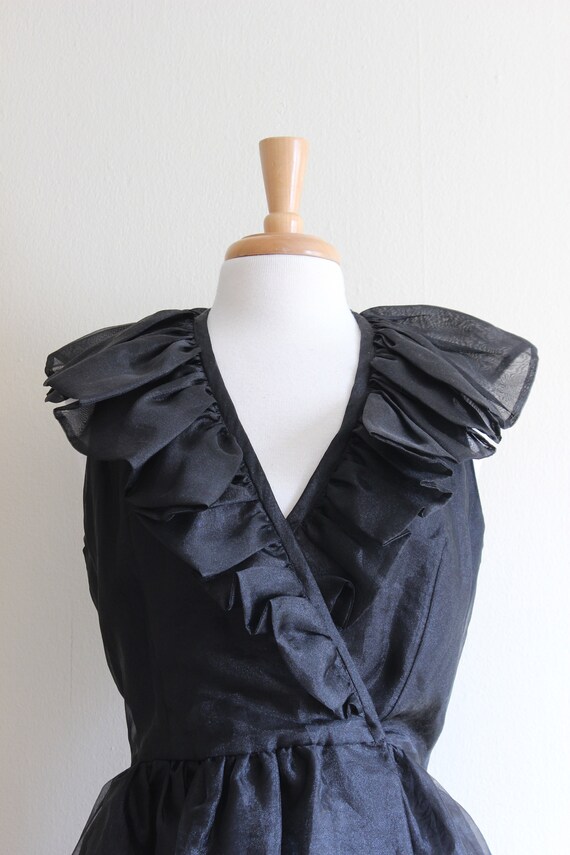 Vintage Night Way Black Organza Ruffle Dress - image 5