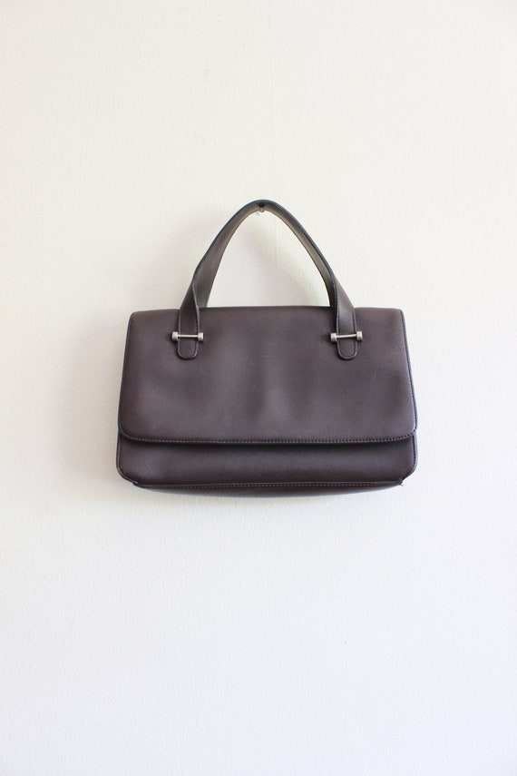 Vintage 1990s Brown Leather Top Handle Bag