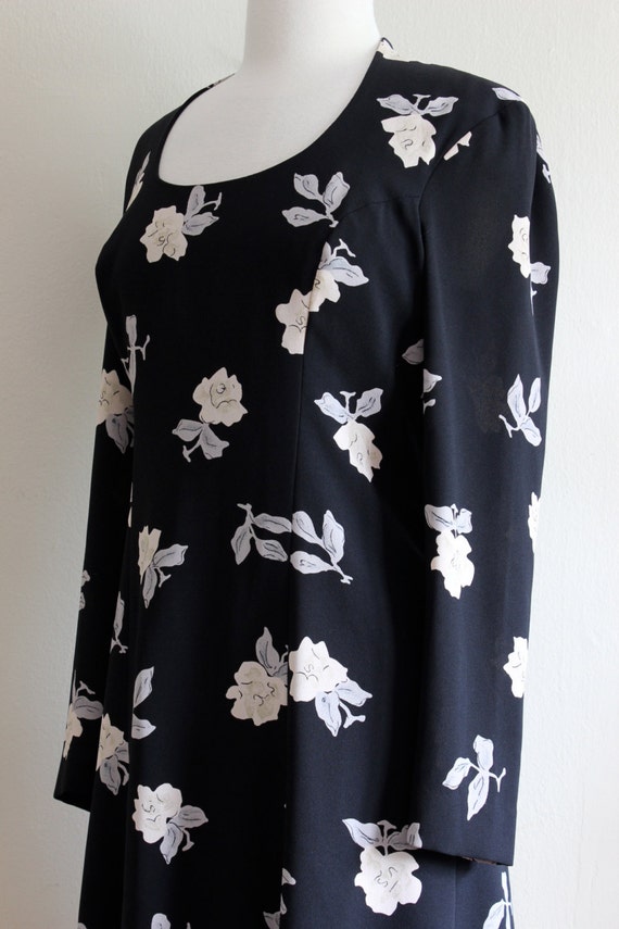 Vintage Long Sleeve Black Floral Dress - image 5