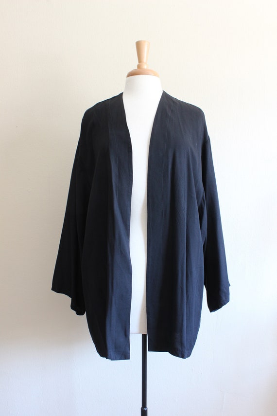 Vintage Slouchy Black Crepe Minimalist Boxy Jacket - image 2