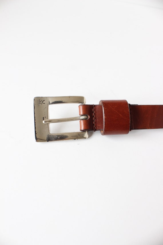 Vintage 1990s Kenneth Cole Brown Leather Belt wit… - image 4