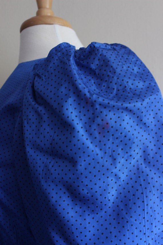 Vintage 1980s Black & Blue Polka Dot Puff Sleeve … - image 10