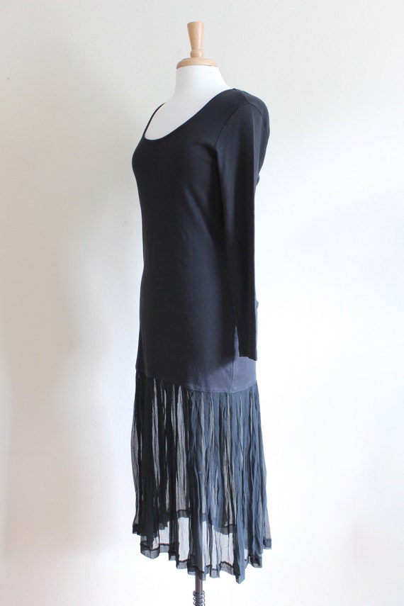 Vintage Long Sleeve Sheer Hem Black Knit Midi Dre… - image 6