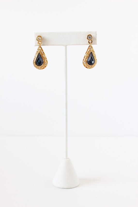 Vintage Avon Blue Teardrop Victorian-Style Drop E… - image 1