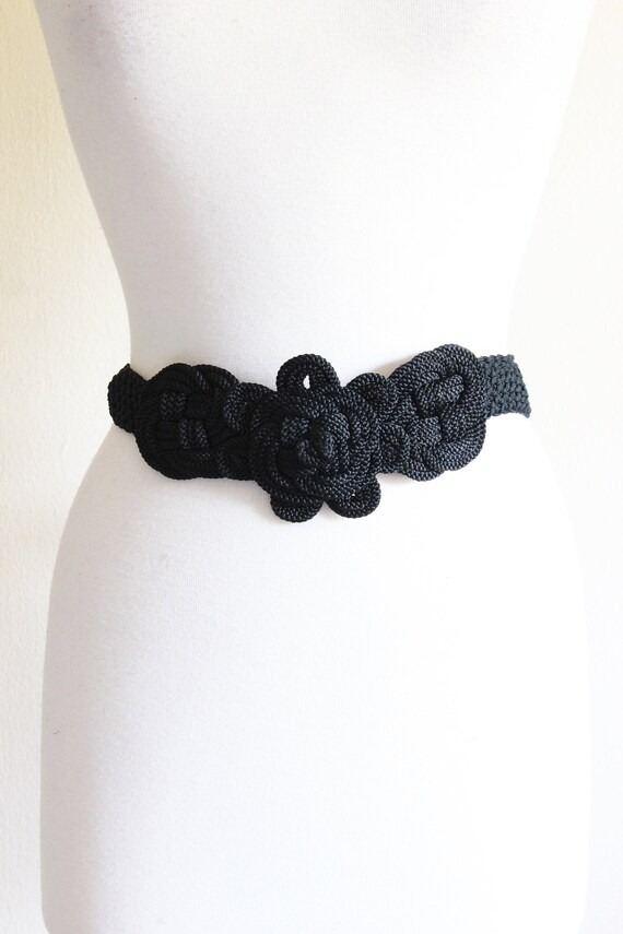 Vintage Braided & Knotted Black Belt