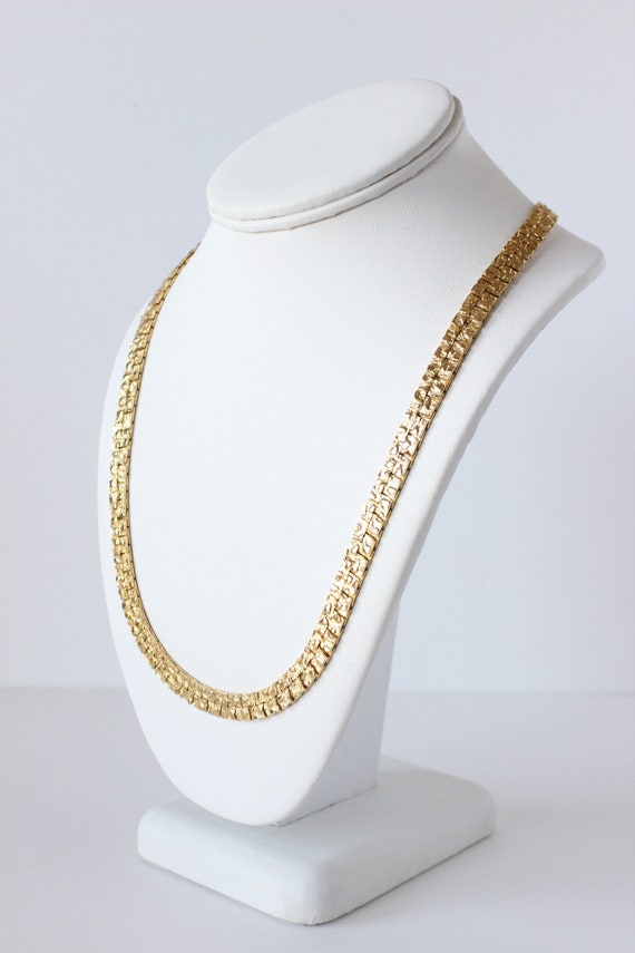 Vintage Goldtone Textured Chain Necklace - image 5