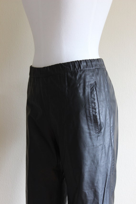 Vintage 1980s Slim Leg Black Leather Pants - image 8