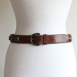 Vintage Brown Leather Southwest Style Belt