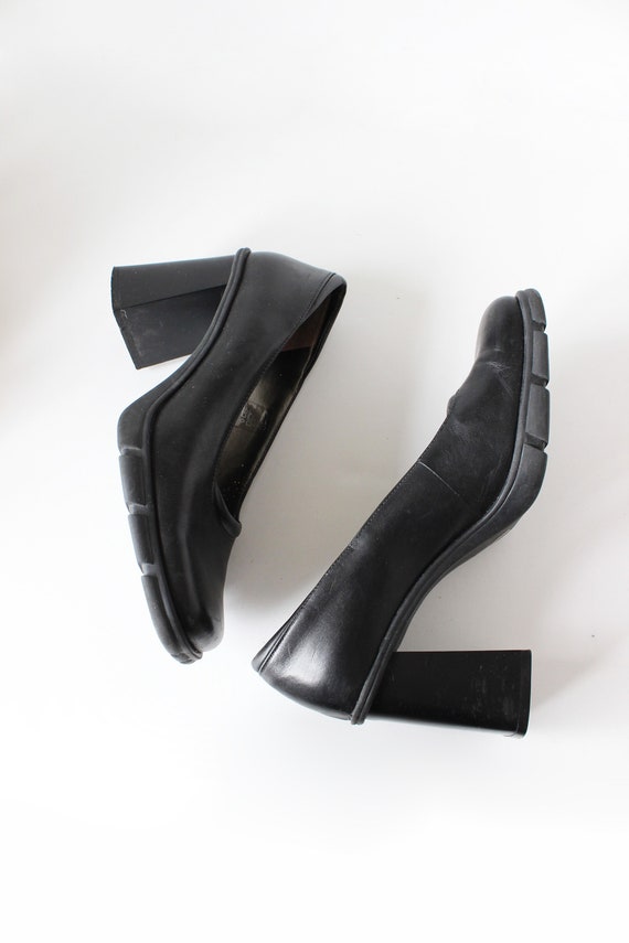 Vintage 1990s Aldo Black Leather Chunky Block Hee… - image 6