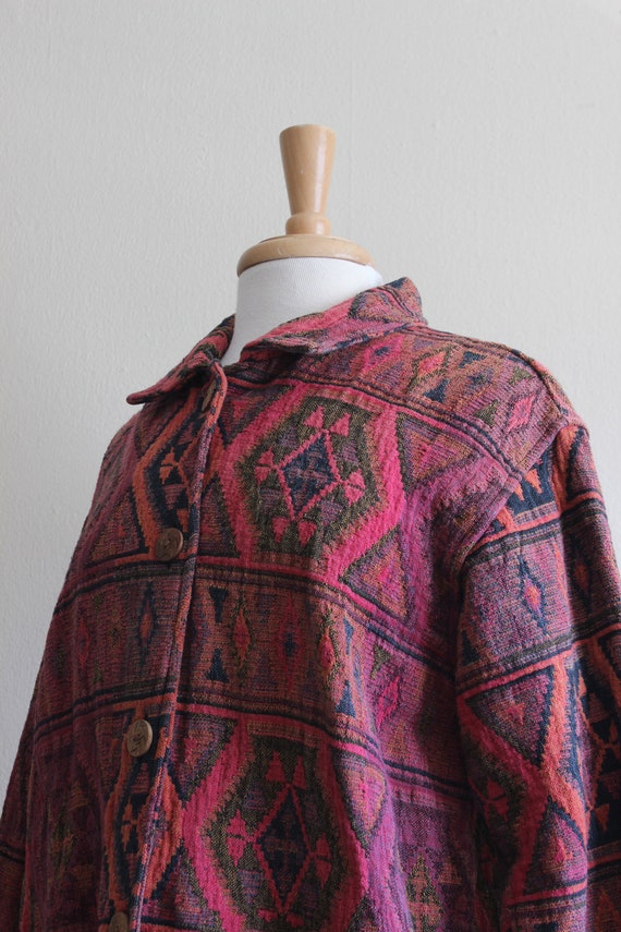 Vintage Multicolor Pink Cotton Tapestry Jacket - image 8