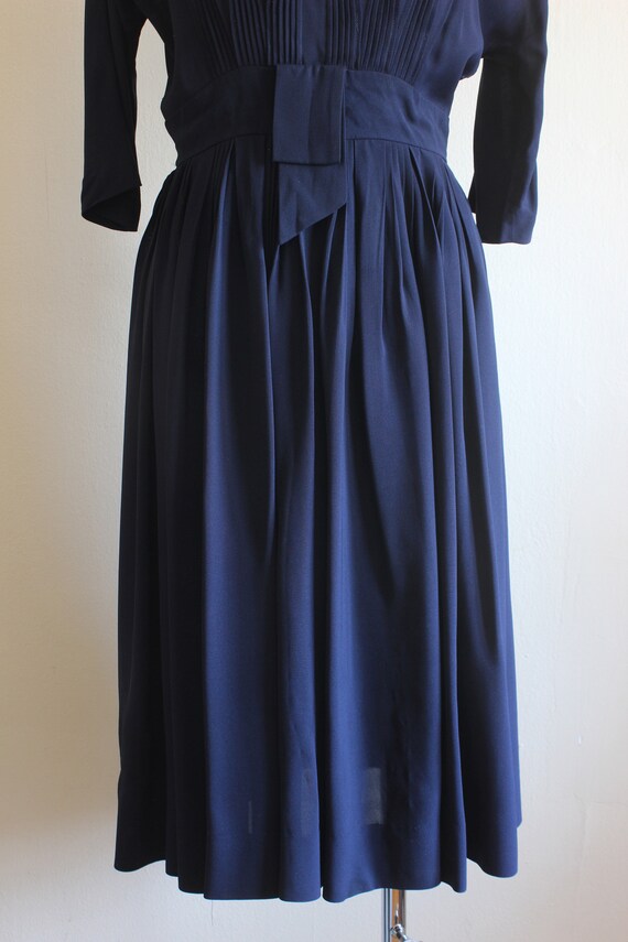 Vintage 1950s R&K Originals Navy Blue Pintuck Dre… - image 3