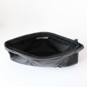 Vintage Minimalist Black Leather Zippered Clutch Bag image 7