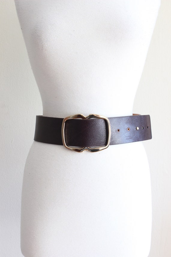 Vintage 1990s Banana Republic Brown Leather Wide … - image 1