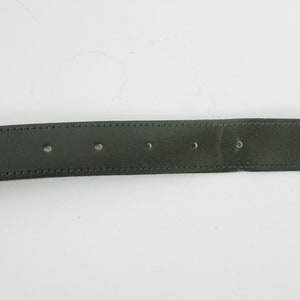 Vintage Dark Green Leather Belt with Gold Tone Buckle image 8