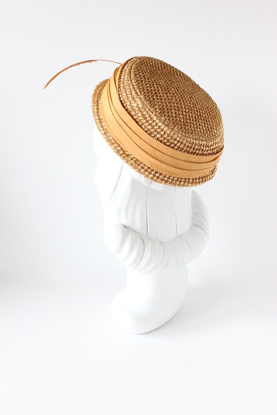 Vintage 1950s Pasadena Cello Straw Pillbox Hat - image 6