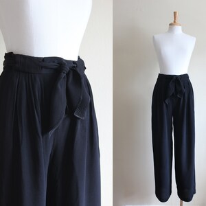 Vintage Christina James Black Tie Waist Wide Leg Pants