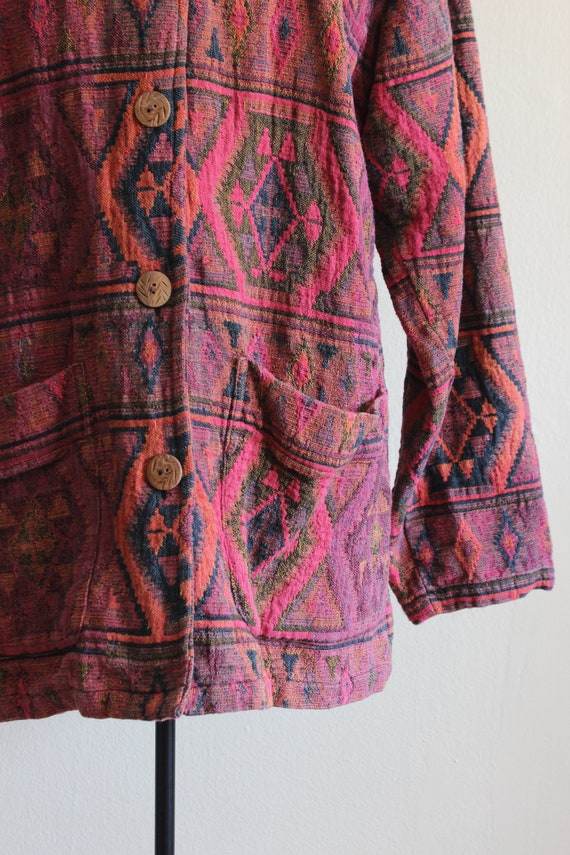 Vintage Multicolor Pink Cotton Tapestry Jacket - image 5