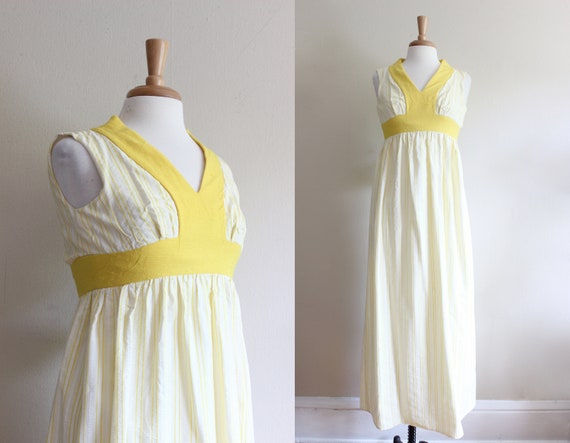 yellow and white maxi dress