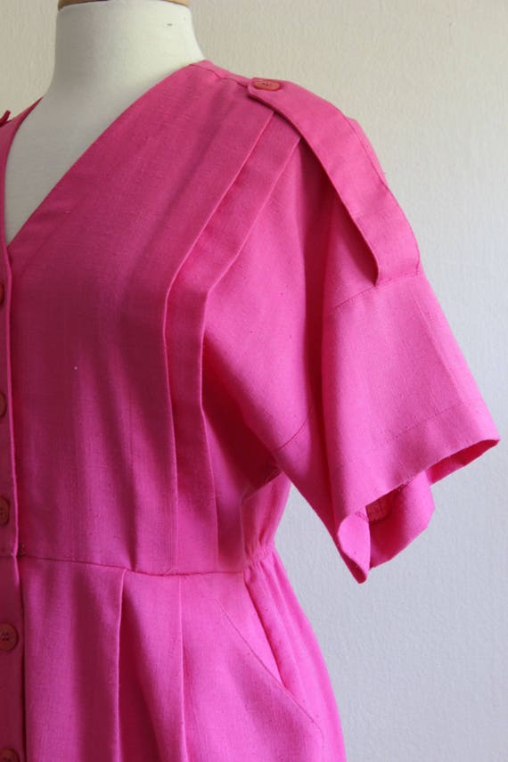 Vintage Oversize Pockets Hot Pink Dolman Dress - image 5