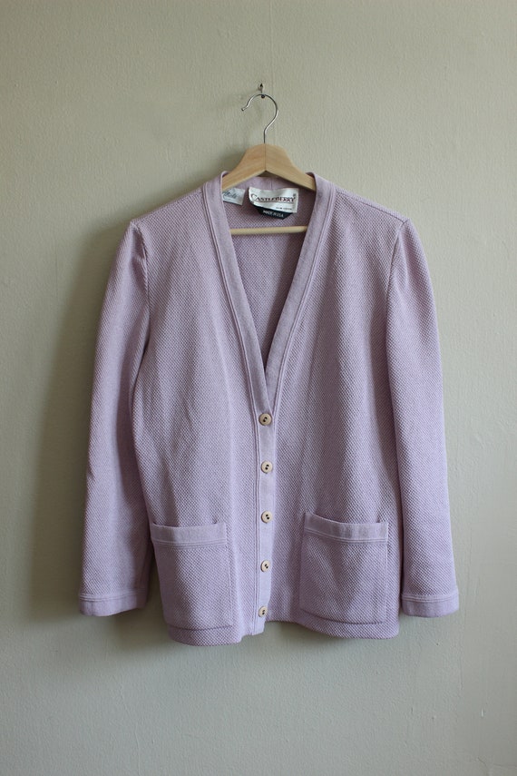 Vintage 1970s Castleberry Lavender Cardigan Sweat… - image 9