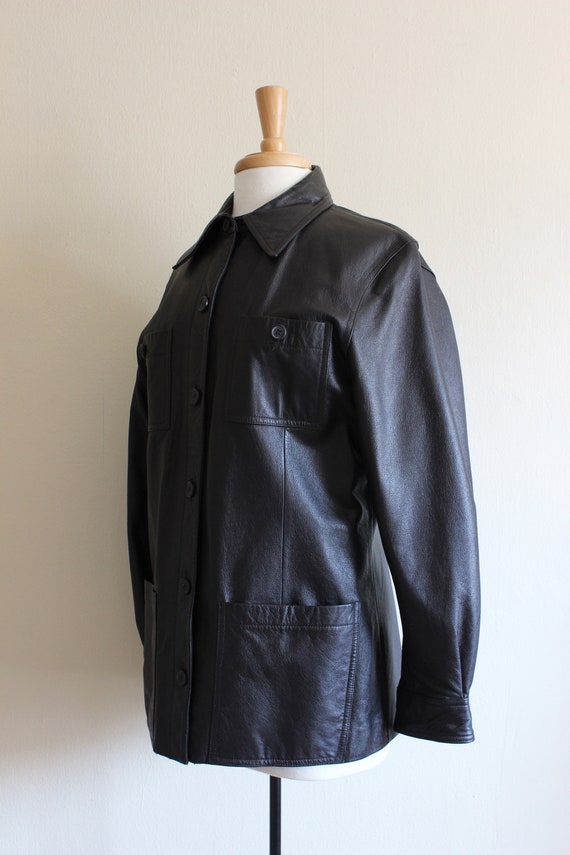 Vintage Brown-Black Leather Utility Jacket - image 7