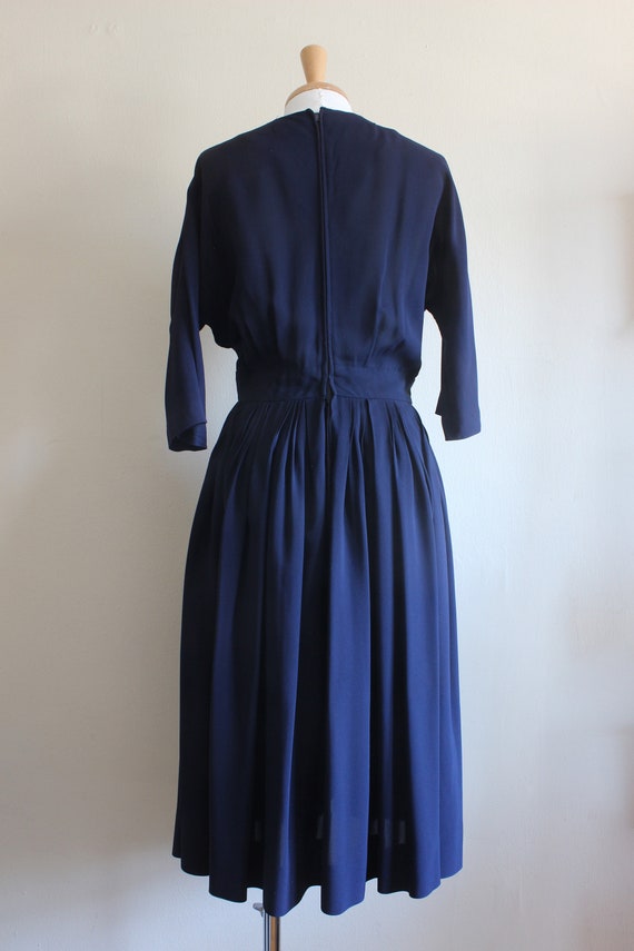 Vintage 1950s R&K Originals Navy Blue Pintuck Dre… - image 8