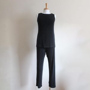 Vintage 1990s Black & White Polka Dot Knit Top and Pants 2-Piece Coordinating Set