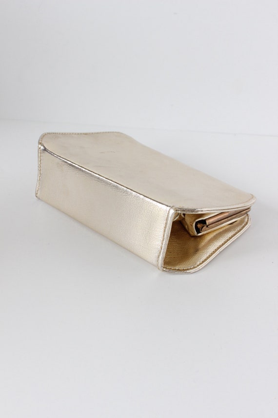 Vintage 1960s Metallic Gold Faux Leather Clutch - image 6
