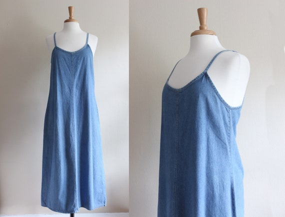 Vintage 1990s Denim A-Line Midi Dress