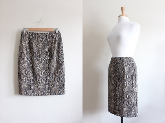 Vintage 1990s Snakeskin Print Skirt - image 1