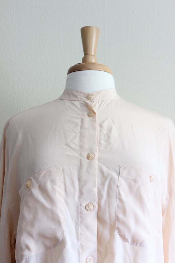 Vintage Peachy Pink Slouchy Silk Tunic Top - image 6