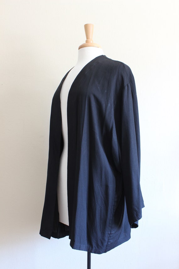 Vintage Slouchy Black Crepe Minimalist Boxy Jacket - image 5