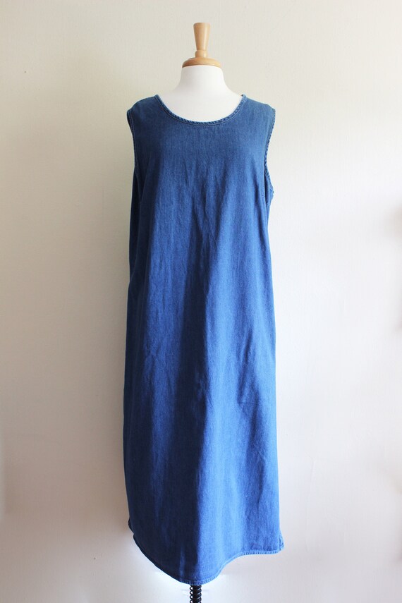 sleeveless denim midi dress