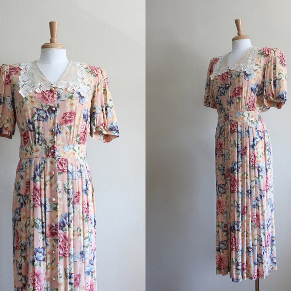 Peach Floral Dress - Etsy