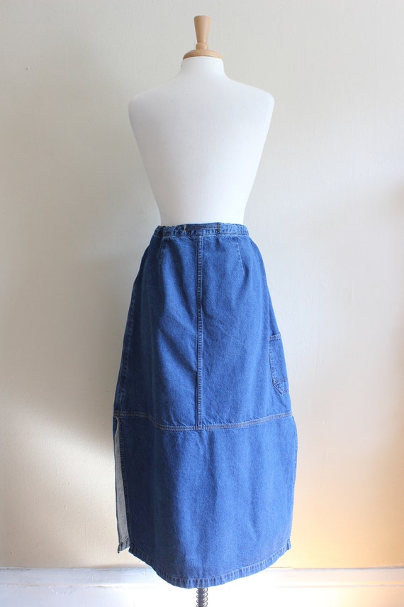 Vintage 1990s Drawstring Waist Denim Cargo Skirt - image 10