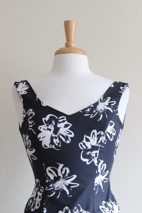 Vintage Laura Ashley Black & White Floral Mini Dr… - image 5