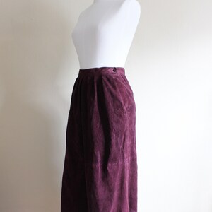 Vintage 1980s Purple Suede Midi Skirt image 5