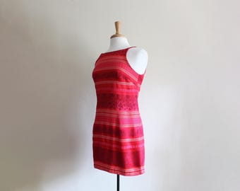 Vintage 1990s All That Jazz Red Satin Jacquard Mini Dress