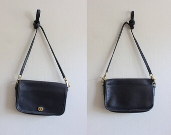 Vintage Black Leather Crossbody Coach Bag