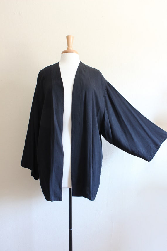 Vintage Slouchy Black Crepe Minimalist Boxy Jacket - image 4