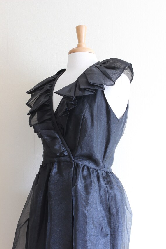 Vintage Night Way Black Organza Ruffle Dress - image 7