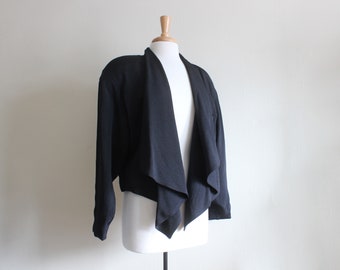 Vintage 1980s Epitome Black Rayon Draped Jacket